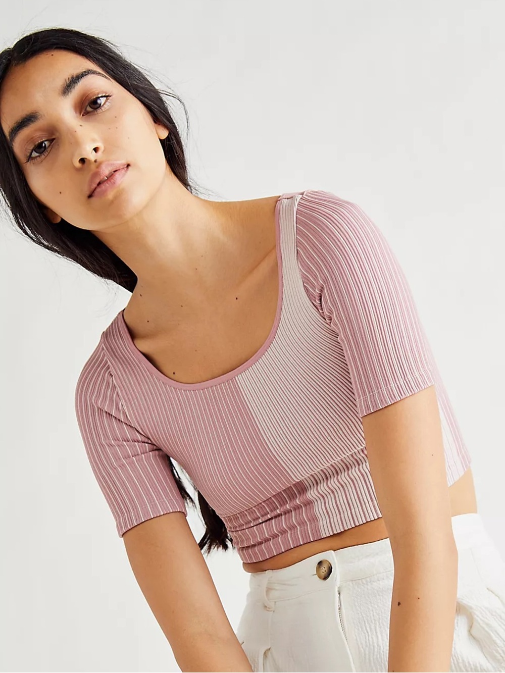 Free People Intimately Gemini Seamless Crop Tee - Pink